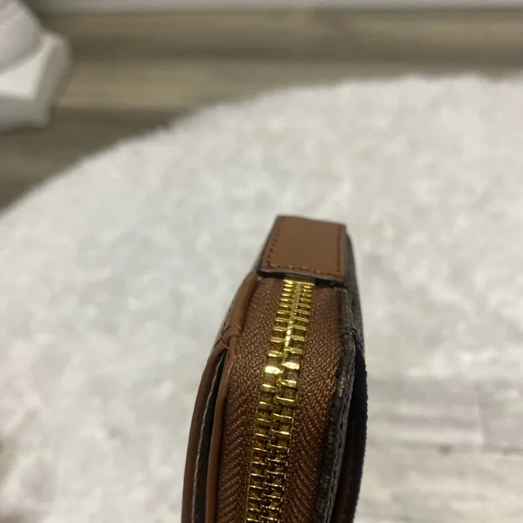 Michael Kors Jet Set Travel Small Logo Leather Brown Acorn Wristlet Wallet NWT - Picture 5 of 8